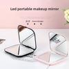 Portable Foldable Travel Mirror with LED Light, Compact Cosmetic Mirror, 3x Magnifying Mirror, 2 Sides, Beauty