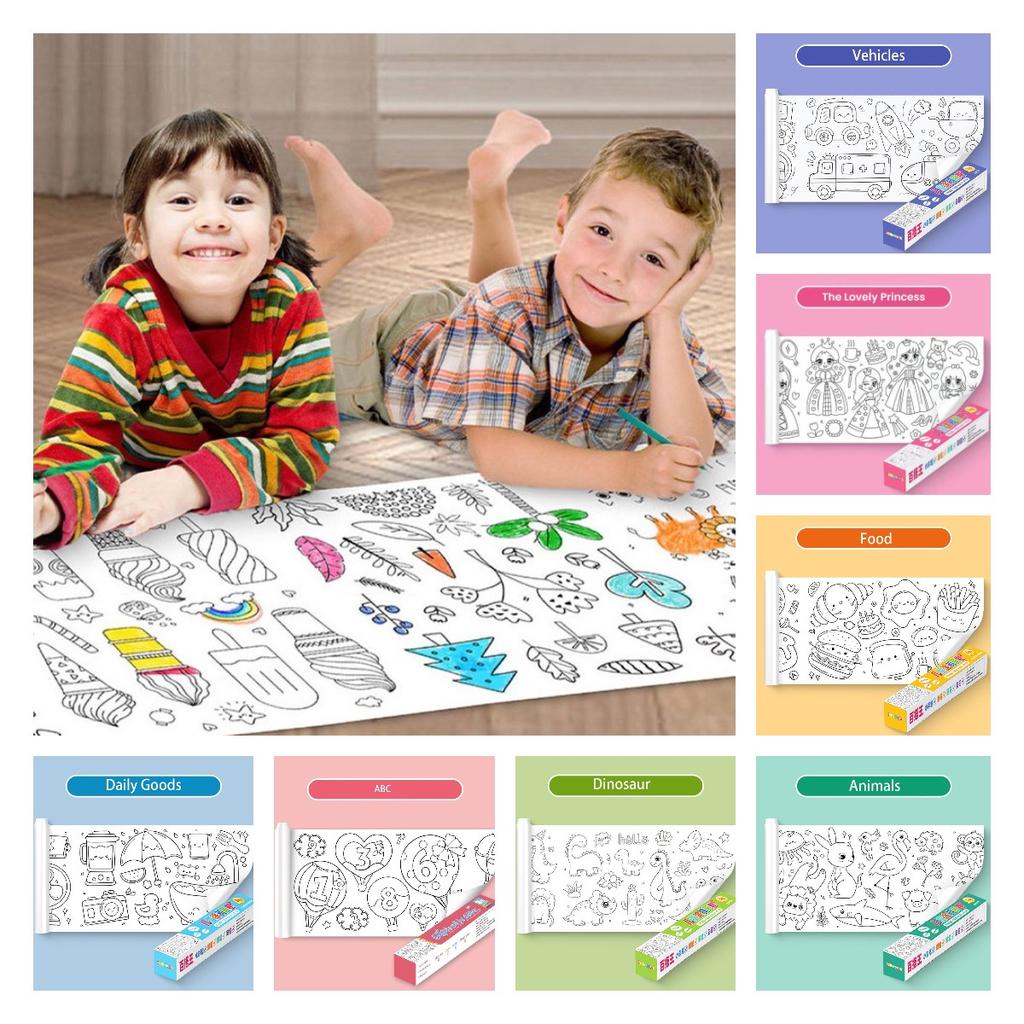 Diy Coloring Drawing Paper Roll Painting Sticky Early Educational Toy Gift Kid