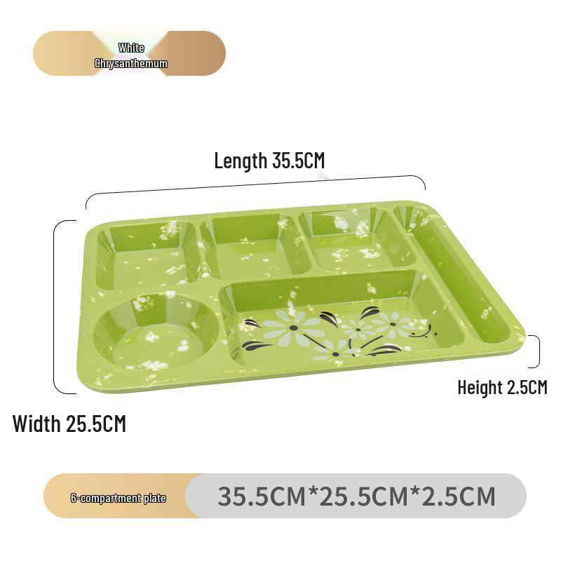 Drop-Proof Melamine Six-Grid Food-Grade Dining Plate