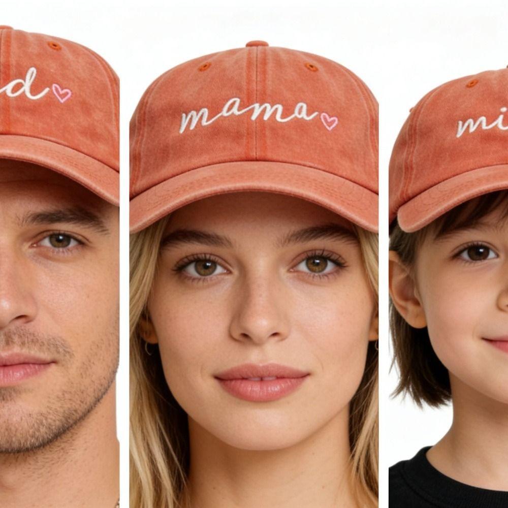 Adjustable dad mama mini Love Caps Washed Cotton Embroidery Baseball Cap Gifts