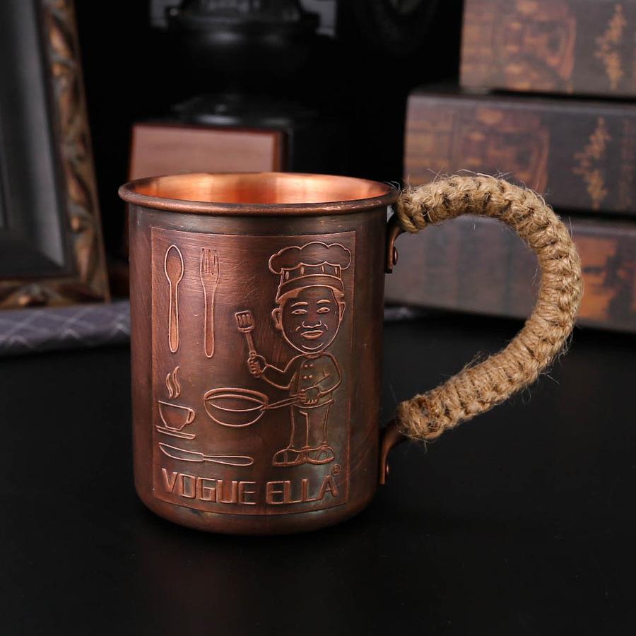 Double-layer copper water cup, mug, copper cup, teacup, pure copper thickened handmade copper retro copper cup, drinking cup