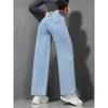 Jeans Women Vintage Wide Leg Pants Denims High Waist Washed Distressed Basics Straight Trousers Streetwear Floor Length