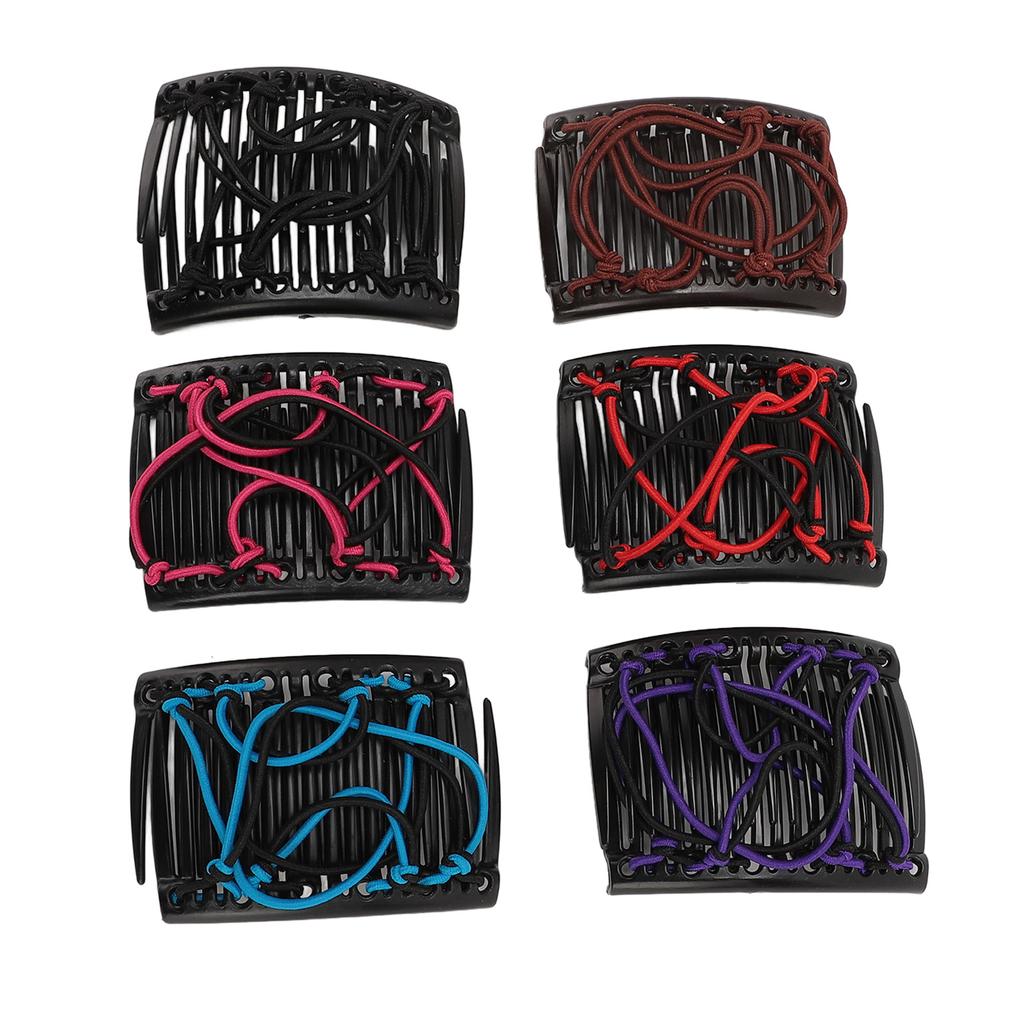 6 Pack Elastic Magic Hair Comb Vintage Stretchy Double Comb Hair Forks Clips Hairstyle Multipurpose
