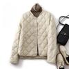 Women's Crew Neck Long Sleeve Jacket Regular Fit Vintage Quilted Padded Coat Outerwear
