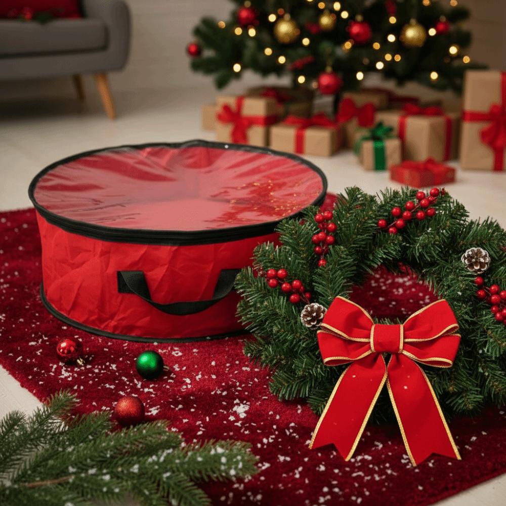 Transparent Window Christmas Garland Organizer Dust-proof Xmas Decor Storage Pouch Holiday