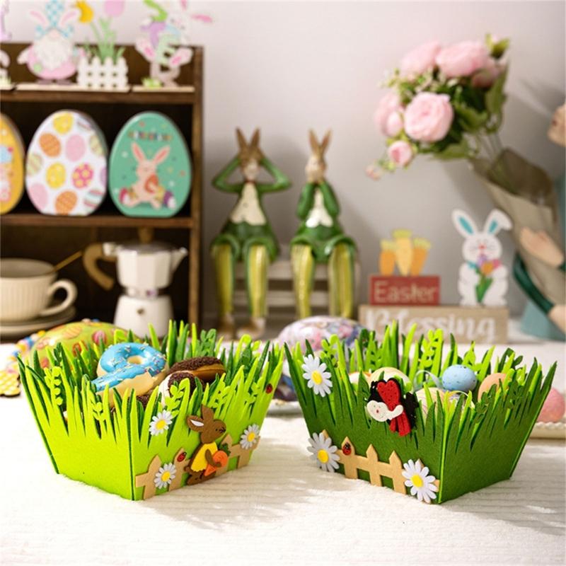 User Friendly Green Rabbit Basket Easters Celebration Decors for Easters Festivities Perfect for Kids and Family Gatherings