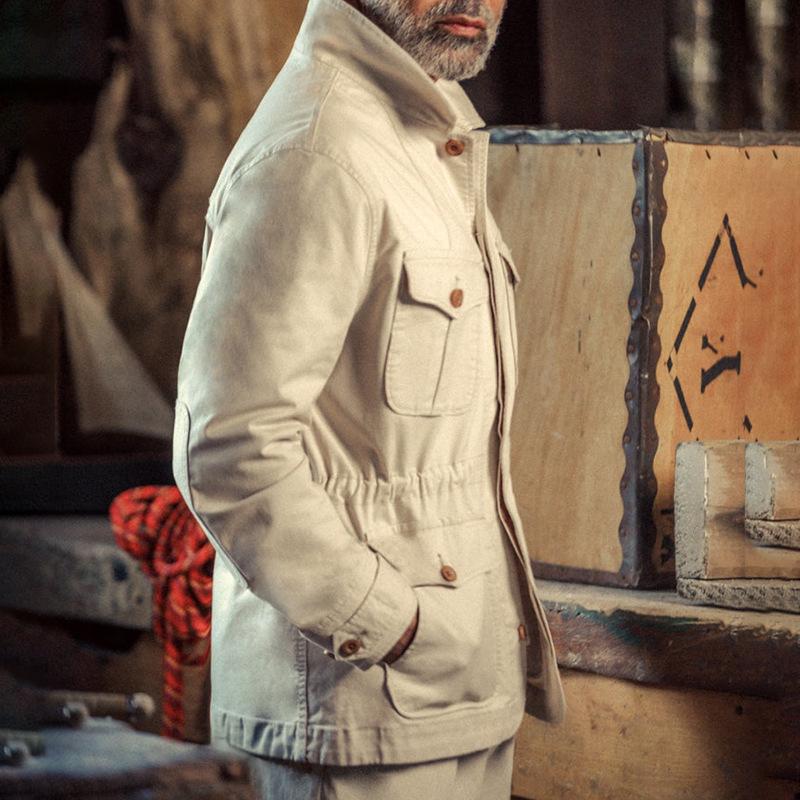 Autumn and winter new men's retro lapel jacket multi-pocket fashion casual coat coat men