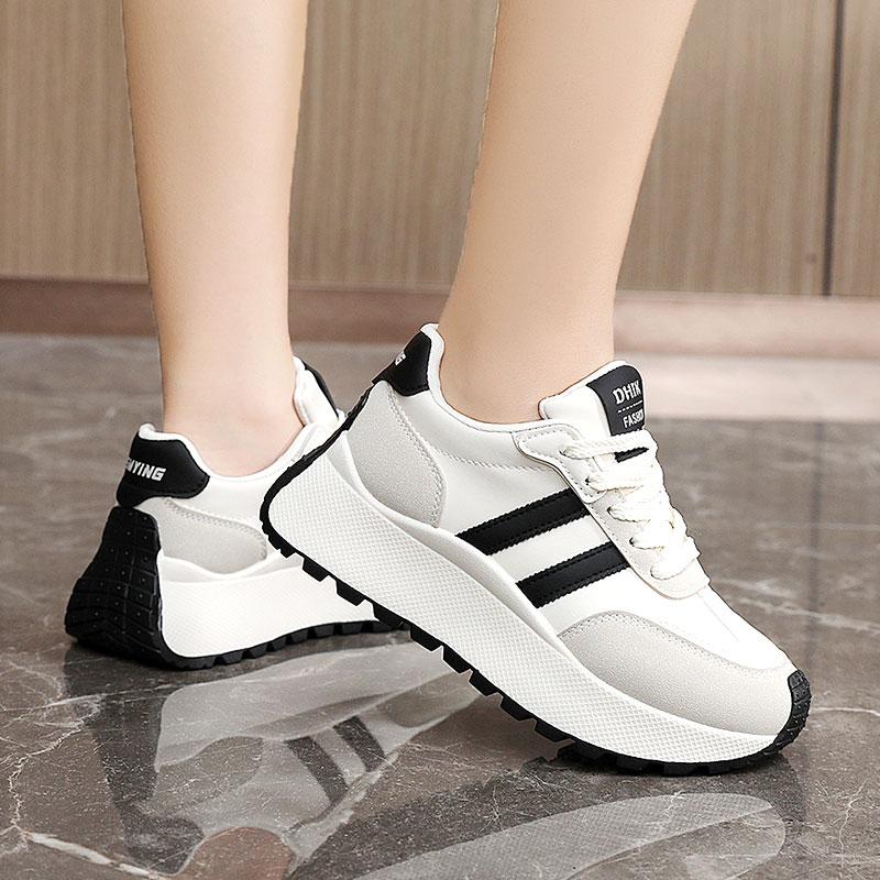 Women Sneakers Spring Thick Bottom Women Shoes 2025 Summer Casual Patchwork Leather Sneakers Femme Outdoor Casual Shoes Ladies