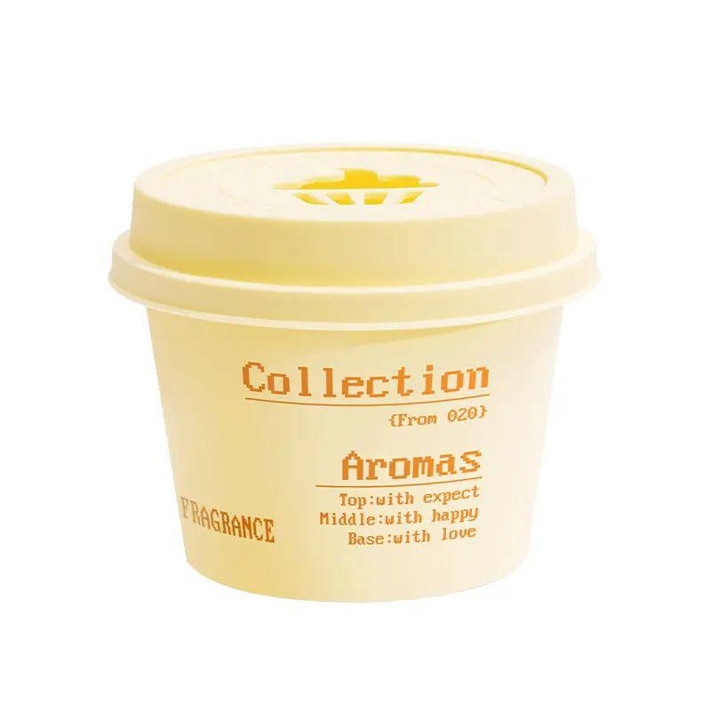 Ice Cream Car Air Freshener Solid Balm Fire Incense Air Freshener Bedroom Fragrance Fresh Scent Purifying Aroma Balm Light Pink Yellow