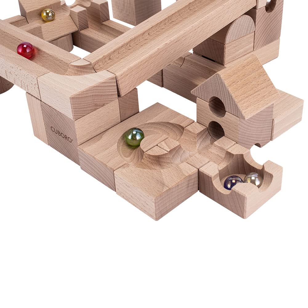 Cuboro Junior Starter Set Ball Path and Ball Tower Wooden Building Cuboro 40-Cube (201) - - Kids' Blocks, Cuboro, Cuboro, Cuboro, Start/JUNIOR [Used]
