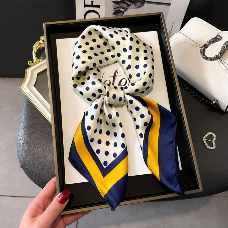 70cm Square Silk-Like Scarf Women Lightweight Fashion Accessory Office Chic Neck Wrap Stylish Print Design