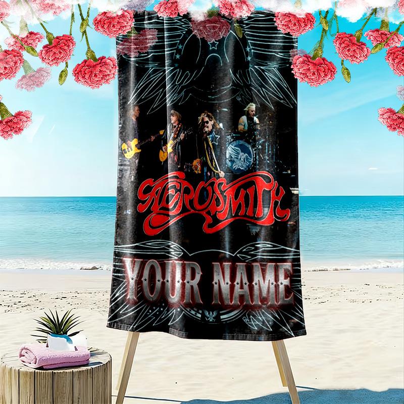 Name Custom Aerosmith Print Beach Towel, Large Soft Quick Dry Towel for Beach Camping Swimming