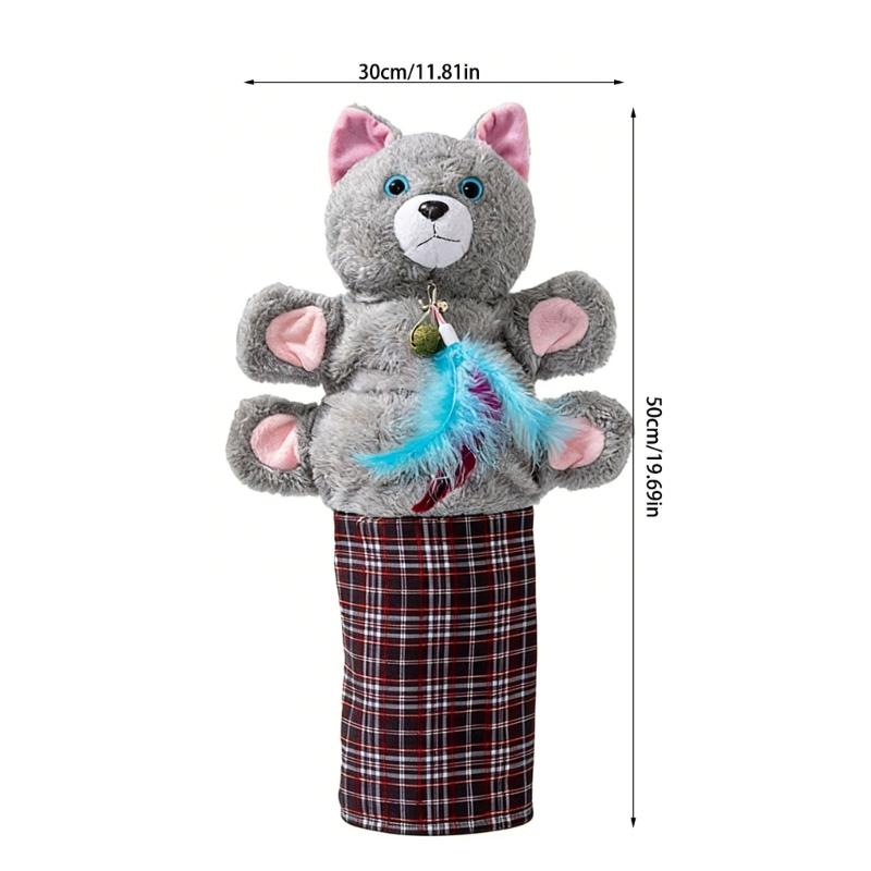 Soft Fabric Cats Wrestler Puppet Toy With Furry Construction For Scratching Play And Living Room Display