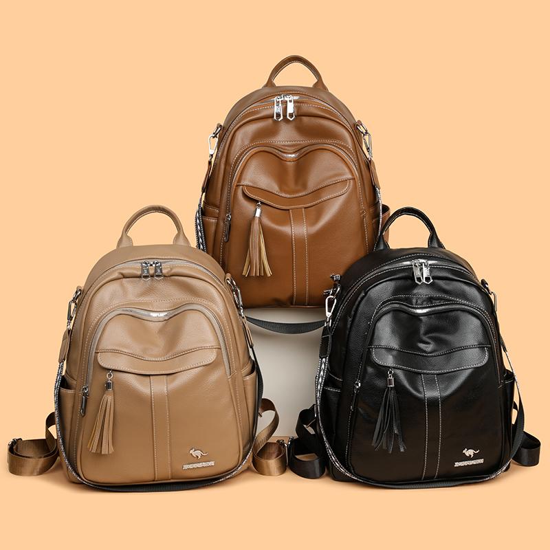Women's Soft Leather Backpack Commuter Backpack Multifunctional Shoulder Bag