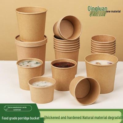 Einweg-Kraftpapier-Schale mit Deckel für Porridge, Reis, Salat, Fast Food und Picknick zum Mitnehmen.