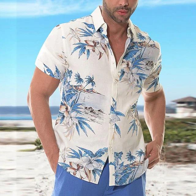 Camicia Comoda da Uomo Albero di Cocco Stampa 3D Hawaiana Spiaggia S-6XLl Manica Corta Top alla Moda Casual