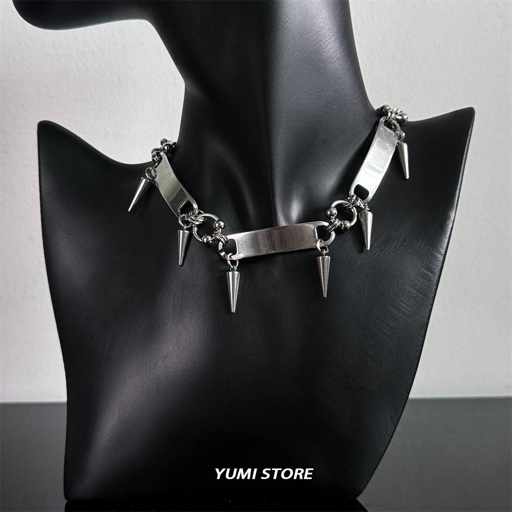 Titanstål Nitchoker för Man Kvinna Punk Metall Krage Halsband Lyx Hip Hop Smycken Street Unisex Accessoarer