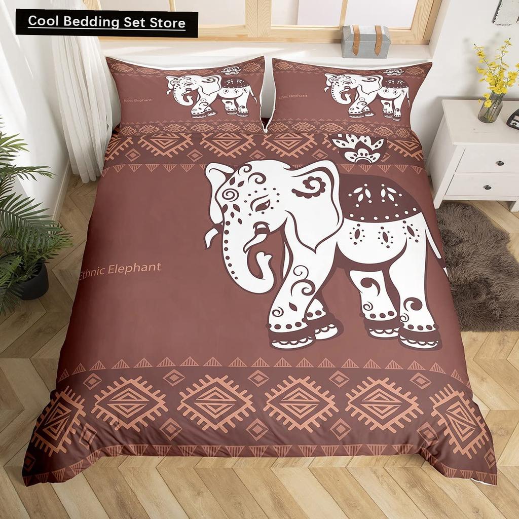 Tribal Ethnic Elephant Duvet Cover Exotic Style Bedding Set Boho Mandala Flower Paisley Quilt Cover Polyester Comforter Cover