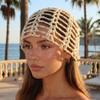 Dünne gehäkelte Paillettenmütze Einfarbige Strickmütze Niedliche Bohemian-Style Mützen Outdoor