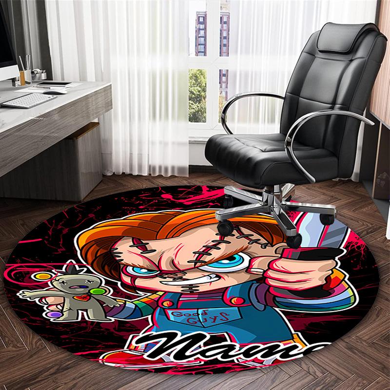 Customizable C-Chucky1 Round Non-Slip Carpet - Ideal for Garden, Picnic, Office, Perfect for Decoration, Suitable For All Seasons