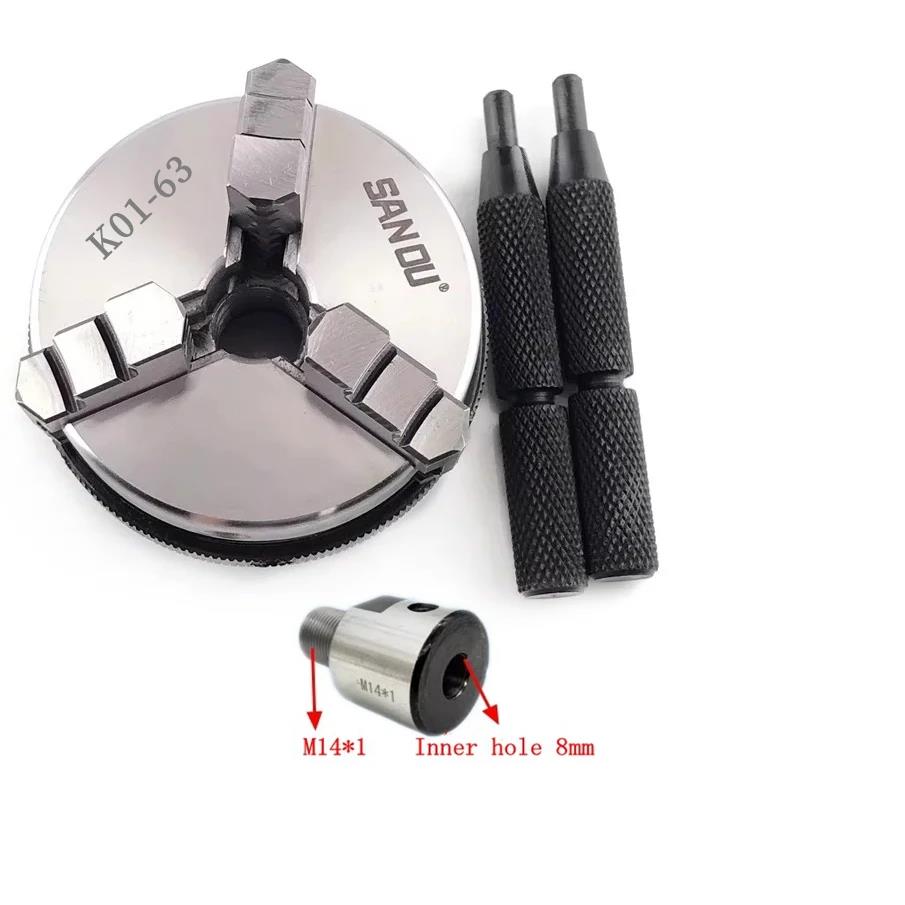 K01-63 Lathe Chuck three Jaw M14*1 for K01 63 Mini DIY Metal Wood Lathe Tools Connecting rod Connecting rod self-centering chuck Tire Chucks 1