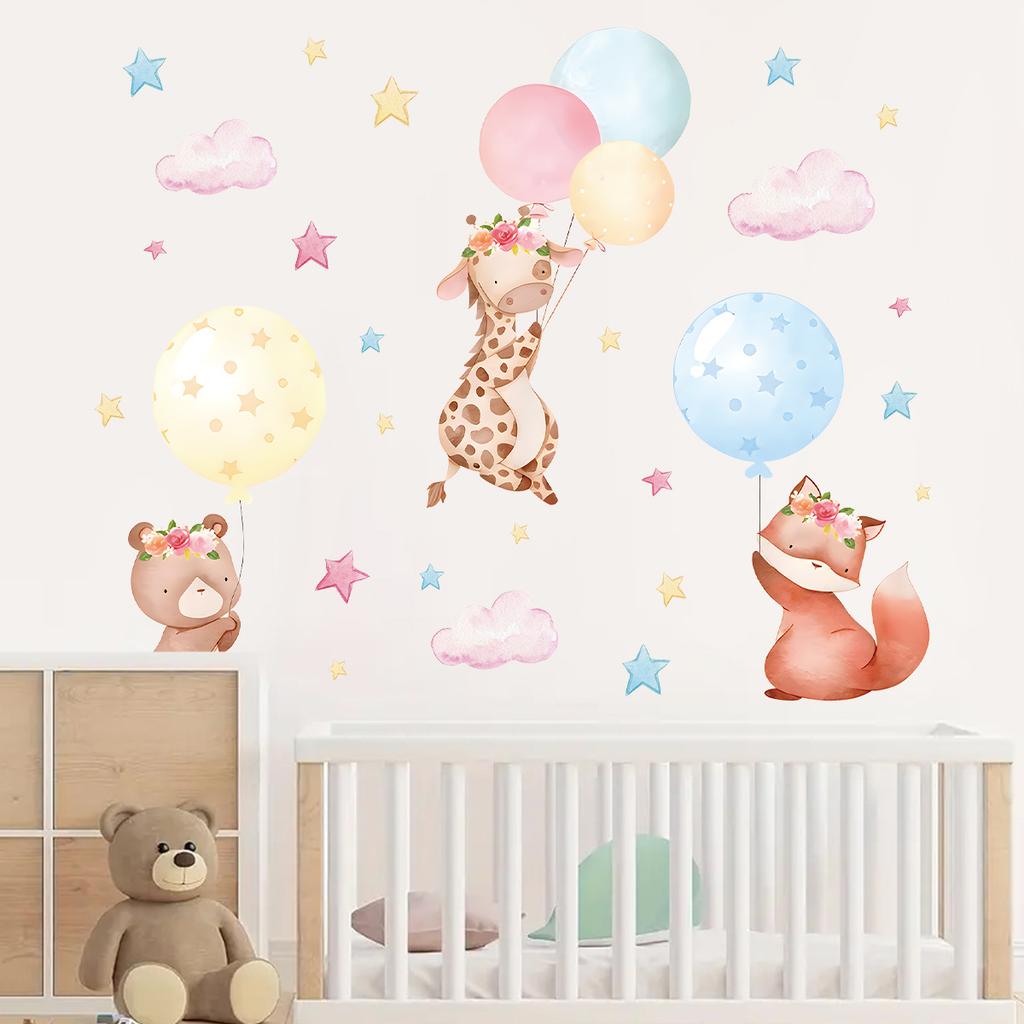 Cartoon Niedlich Löwe Elefant Giraffe Baum Wald Tiere Wandaufkleber für Schlafzimmer Wohnzimmer Kinderzimmer Dekoration Wanddekal