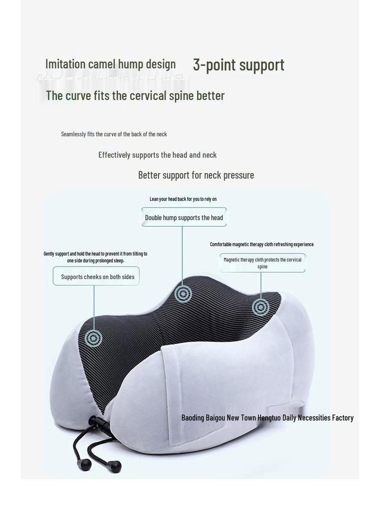 U-förmiges Nackenkissen aus Eisseide und Memory-Schaum: Anpassbare, Langsame Rückfederung, Tragbare Kopfstütze für Nickerchen im Büro und Reisen