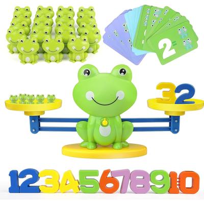 Montessori Math Scales Toy, Counting and Calculating Learning Toy with Scales and Accessories, Cartoon Animal Frog Balance Skill Toy for Children