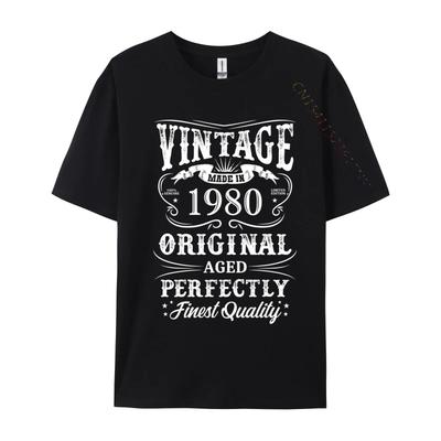 Herren T-Shirt 1980 Original Geburtsjahr Vintage Hergestellt 1980 T-Shirts Fitness Enganliegende T-Shirts Neuankömmling Druck Slim Fit Tops Shirt