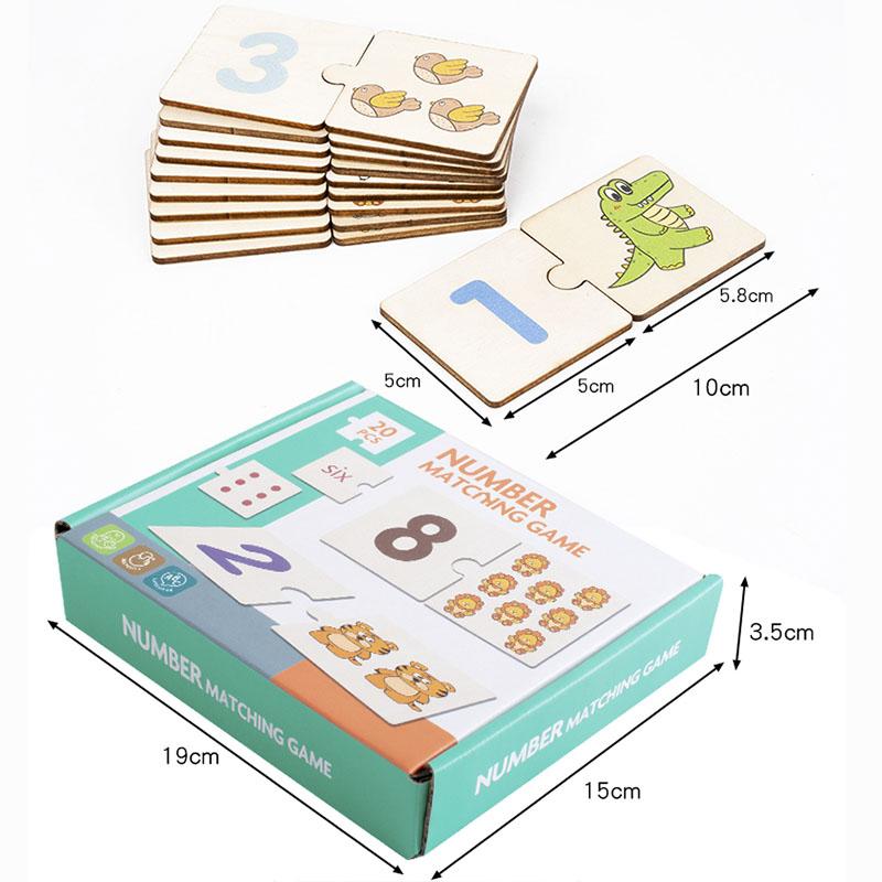 Wooden Number Matching Puzzle Animal Numbers English Cognitive 1-10 Digital Enlightenment Math Educational Toys For Children