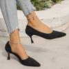 Fashion Women's Thin Heel Shoes Autumn New Fashion Pointy Shallow Mouth Suede Slip-on Wear-resistant High Heels