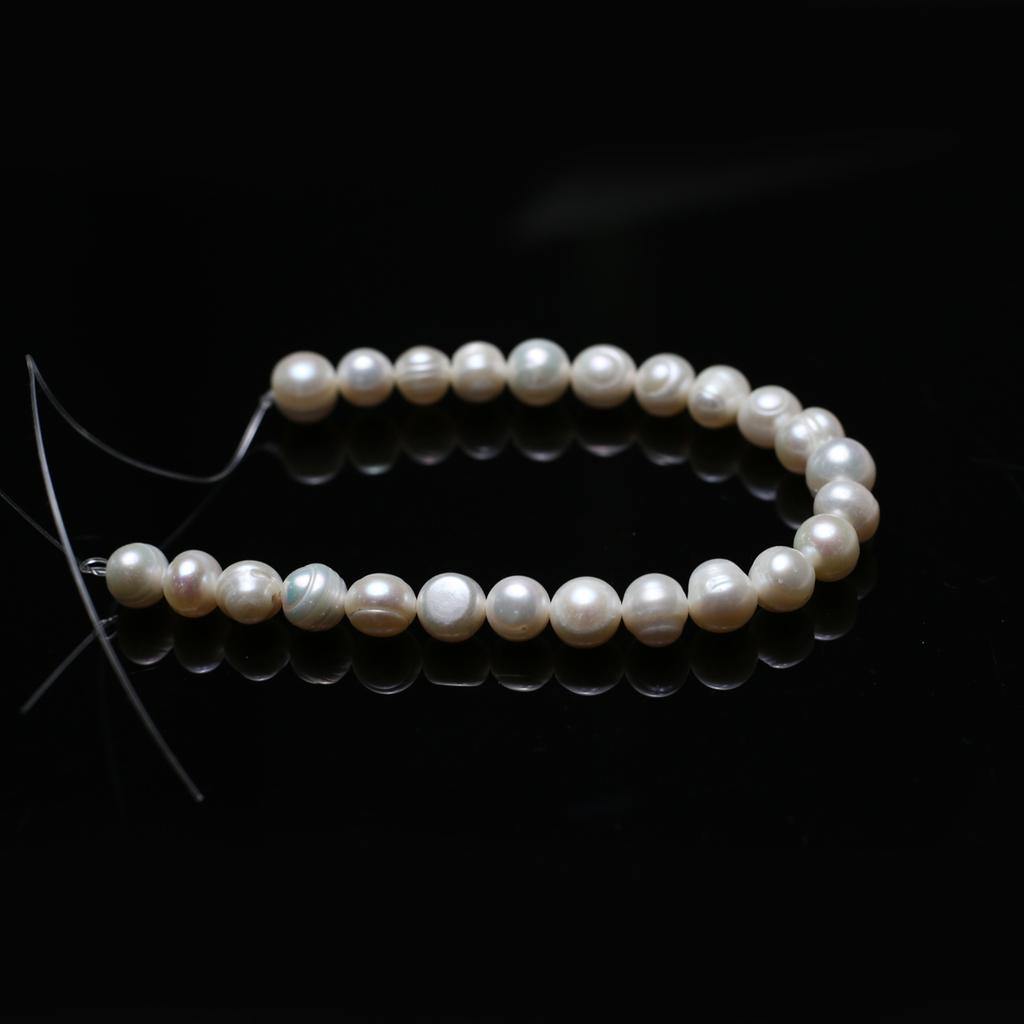 1String, Luxury Artificial Pearl White Beads, Boho Handmade Subcircular Beads for DIY Necklace Bracelet Anklet Jewellery Accessories Crafts Gifts 18cm
