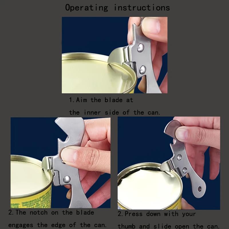 1pc Stainless Steel Multi-Function Can Opener with Ergonomic Grip - Durable Kitchen Tool for Effortless Can and Bottle Opening,