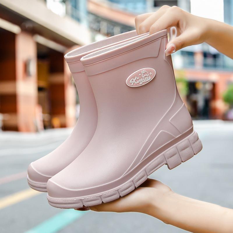 

[Цельный] Нескользящая водонепроницаемая обувь женская короткая дождевая обувь студенческая модная резиновые сапоги терморезиновая обувь низкие водонепроницаемые туфли 40