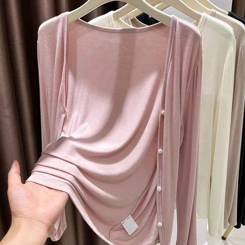 Shawl Sun Protection Cardigan Women's Summer Ice Silk Outer Skin Clothes Blouse Thin V-neck Jacket