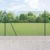 VidaXL Welded Wire Fence with 7 Base Plate Posts Green 1.4x10 M Steel 3352408