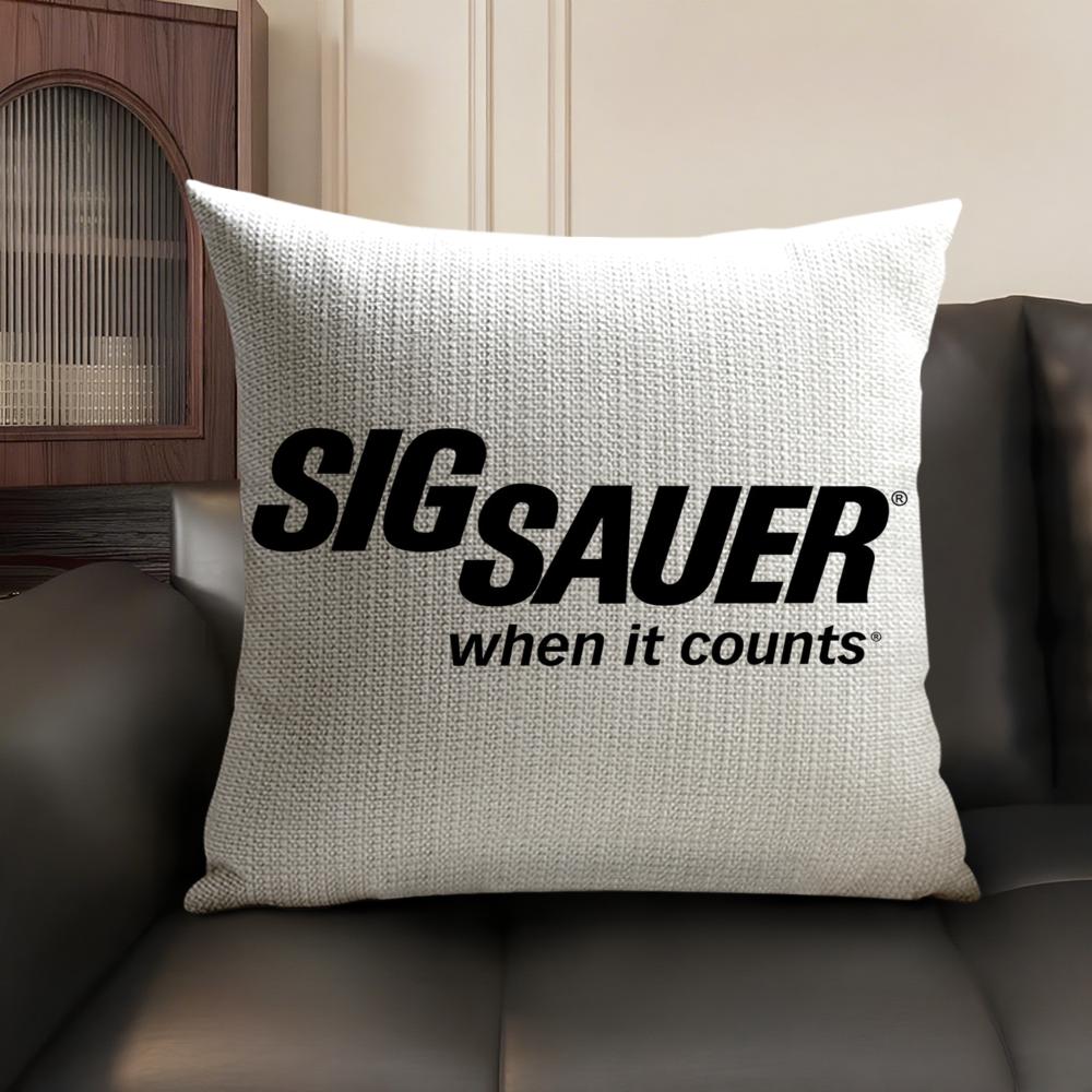 S-Sig Sauer Cushion Cover Summer Breathable Linen Organic Fabric Double-Sided Printing Sofa Pillow Case Home Decor