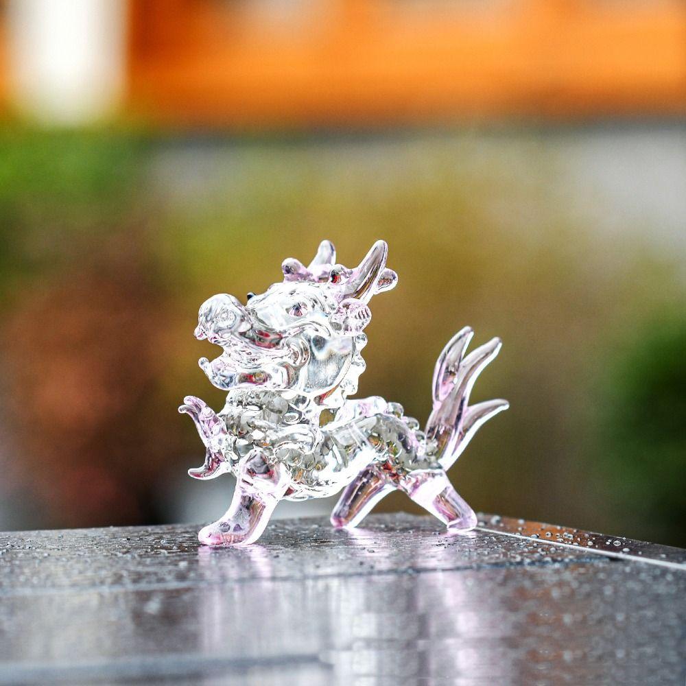 Table Ornaments Crystals Dragon Figurine Glass Dragon Statue Cute Dragon Miniature  Home Decor