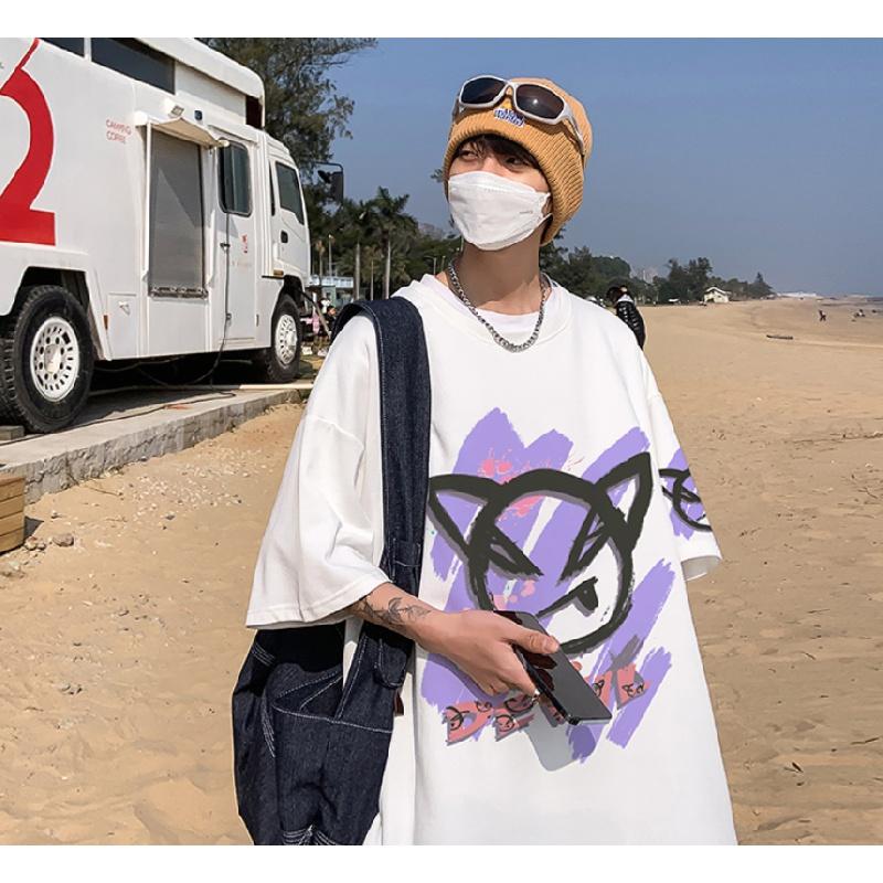 Męskie koszulki z krótkim rękawem list nadruk graficzny moda markowe koszulki dla mężczyzn odzież męska koszulka casual mężczyzna lato koreański Retro topy dla