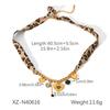Gold Plated Heart Shape Scarf Necklace Stainless Steel Geometric Leopard Print Necklace Sunflower Tassel Heart Pendant Jewelry