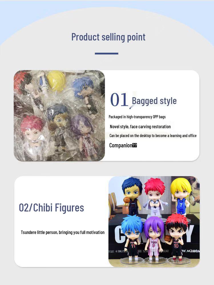 Kuroko's Basketball Office Toy: Kuroko, Kagami, Midorima, Kise, Aomine, Murasakibara, Akashi Models