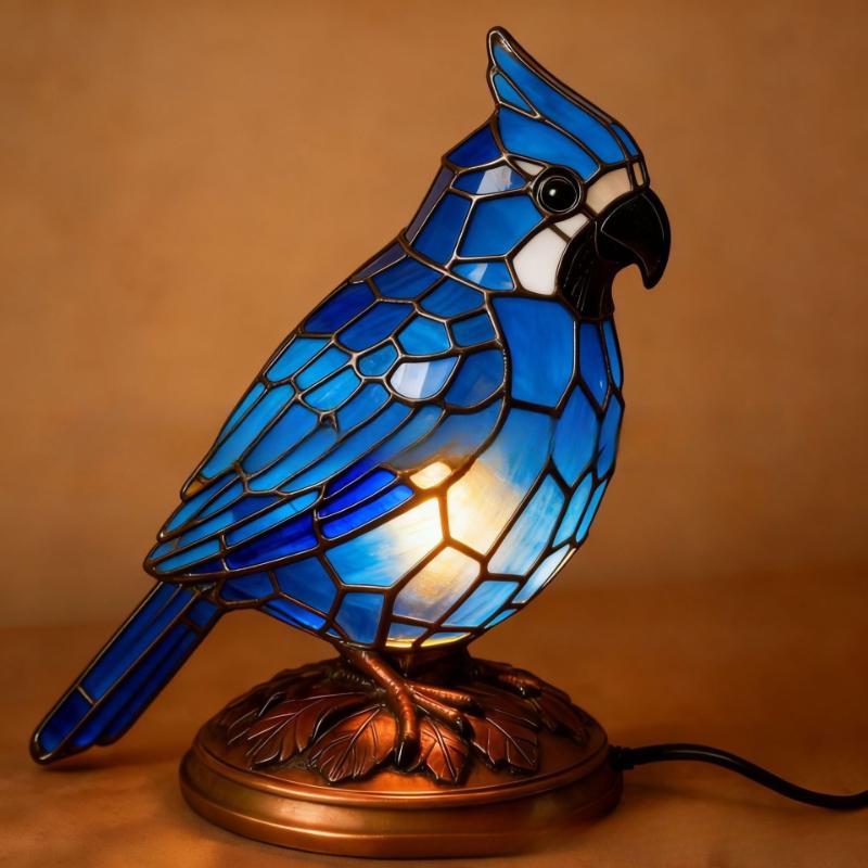 Fanyil Cardinal Lamp, Red Resin Bird Lamps for Bedside Livingroom Bedroom Home Decoration for Christmas Art Decor Light