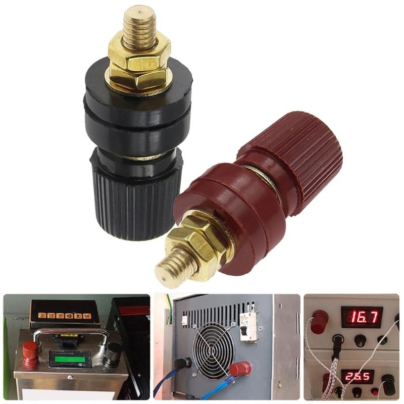 High Current Brass Automotive Terminals Copper Cable Lugs Stud Terminals Pair for 6mm 8mm Studs Motorcycle Battery Setups