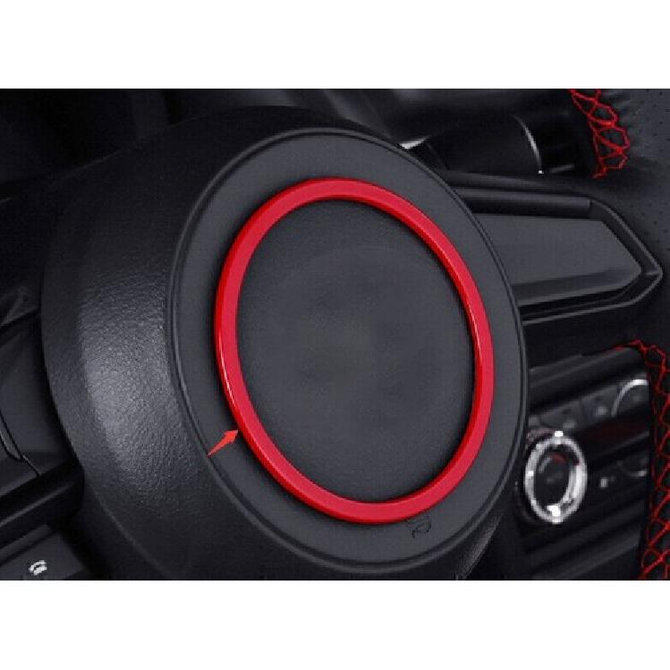 For Mazda CX-5 2017-2024 Bright Red Steering Wheel Horn Button Ring Trim 1PCS