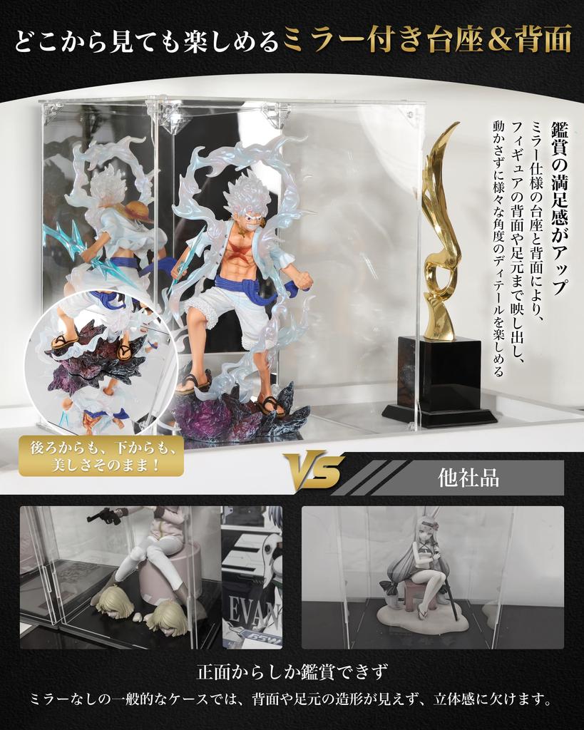 TITIROBA Figure UV Magnetic Front Collection Includes Cleaning Easy Assembly W X 20cm D X 30cm Mirrored Base Mirrored Case, Acrylic, Protection, Door,