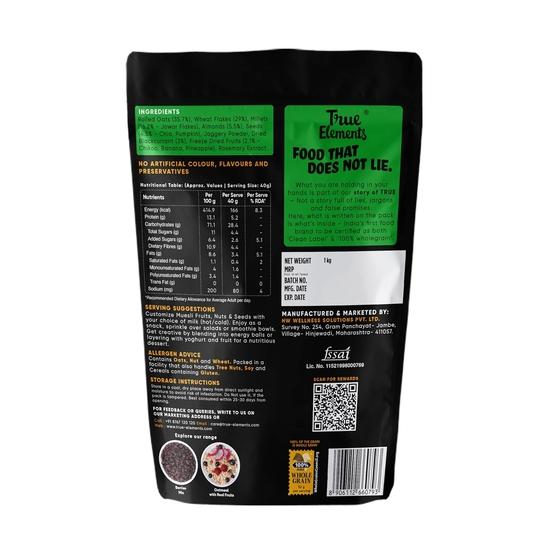 True Elements Frucht-Nuss-Müsli – Vollkorn-Frühstückscerealien mit echten Früchten & Nüssen