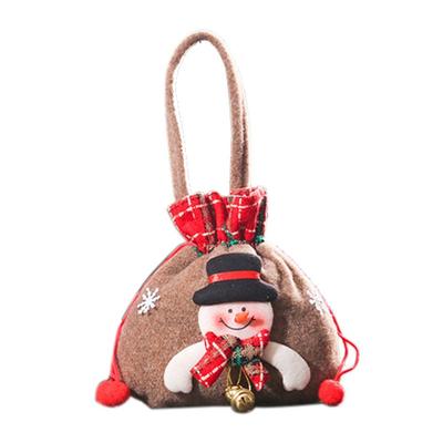 Decorative Christmas Gift Snowman Bag Cartoon Santa Claus/Snowman/Elk Christmas Candy Handbag Flannelette with Drawstring