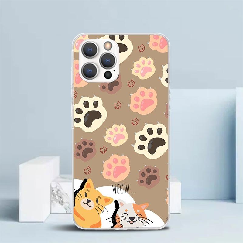 Cat Footprint Funny Paw Cute Phone Case For IPhone 16 17 Air 16E 15 14 Plus 13 Mini 12 11 Pro Max 7 8 + SE 2020 Soft TPU Back Co