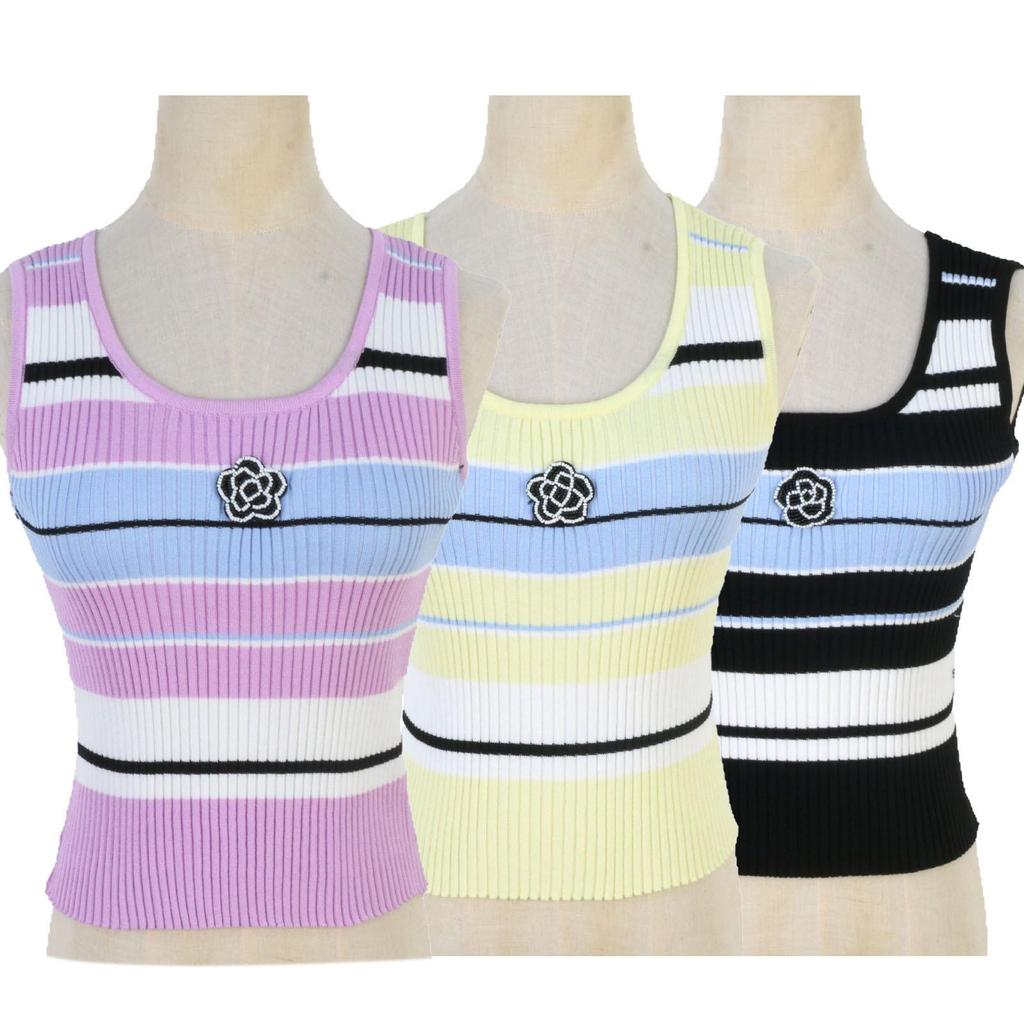 Farbblock Gestreifte Ärmellose Strickweste: Frühlings-/Sommer-Pendlerstil