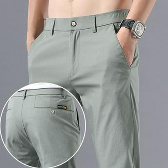 Men's Summer Ice Silk Quick-Dry Loose Straight-Leg Trousers